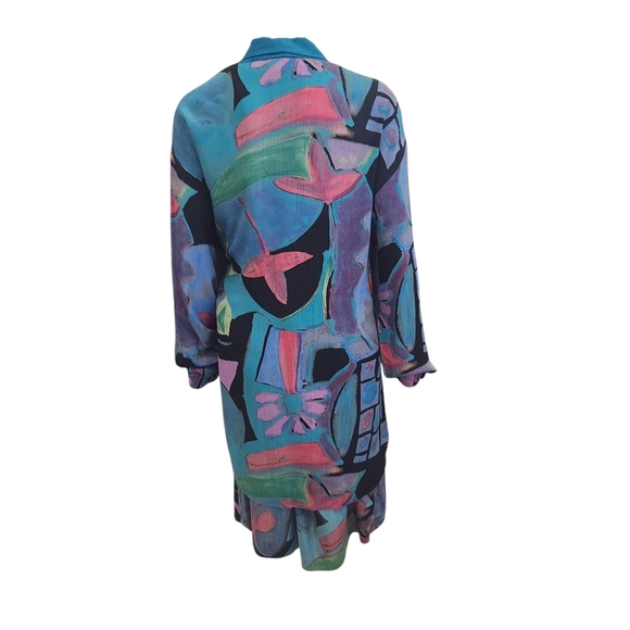 70s Inspired Abstract Art Drapy Jacket & Skirt Set In Group Ltd 14 Businesscore - Picture 6 of 13